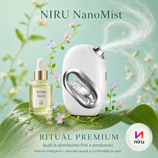 Pulverizator facial pentru serum NIRU NanoMist - spray facial portabil cu acumulator
