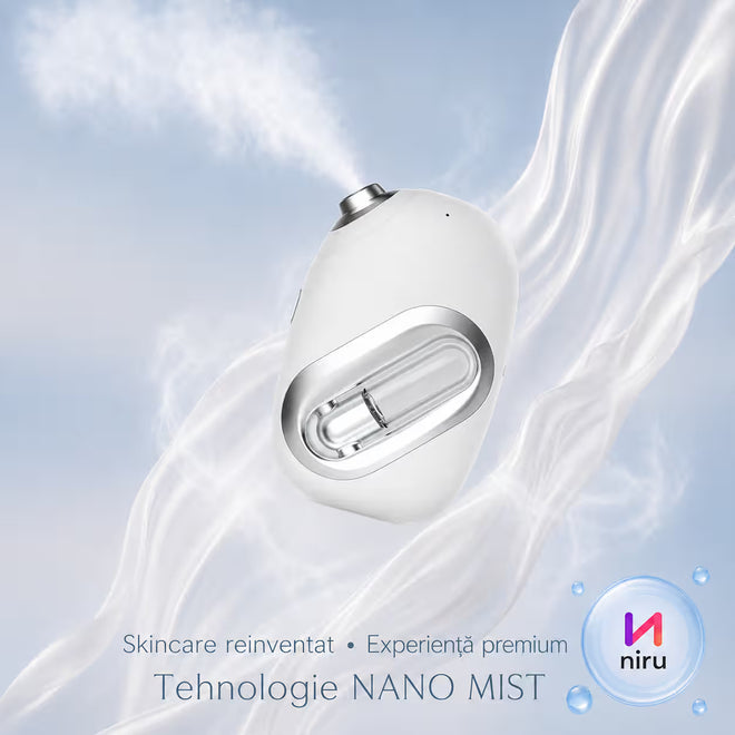 Pulverizator facial pentru serum NIRU NanoMist - spray facial portabil cu acumulator