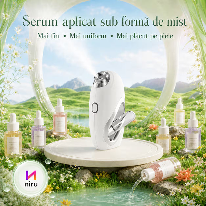 Pulverizator facial pentru serum NIRU NanoMist - spray facial portabil cu acumulator