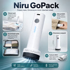 Pompă electrică de vid pentru haine NIRU GoPack, compactă și portabilă, cu încărcare USB-C pentru călătorii, alb