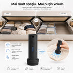 Pompă electrică de vid NIRU GoPack pentru haine, pături și lenjerii, compactă și portabilă pentru economisirea spațiului, negru