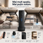Pompă electrică de vid NIRU GoPack pentru haine și lenjerii, compactă, portabilă și reîncărcabilă USB-C pentru economisirea spațiului, negru