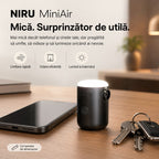 Pompă electrică portabilă NIRU MiniAir pentru umflare, vidare și iluminare, design compact cât palma, negru