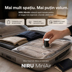Pompă electrică portabilă NIRU MiniAir pentru umflare, vidare și iluminare, compactă pentru călătorii, camping și depozitare, negru