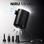 Pompă electrică portabilă NIRU MiniAir 5-în-1 si cele 4 accesorii, snurul de mana si cablul usb-c, negru