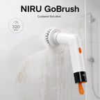 Perie electrică de curățare NIRU GoBrush, 320 RPM, pentru baie, gresie și suprafețe cu murdărie persistentă, alb