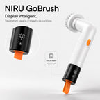 Perie electrică de curățare NIRU GoBrush cu display inteligent pentru nivelul bateriei și treapta de curățare. alb