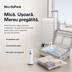 Pompă electrică de vid pentru haine NIRU GoPack, compactă și portabilă, pentru economisirea spațiului în bagaj, alb