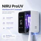 Sterilizator UV-C pentru periuța de dinți NIRU ProUV, igienizare rapidă în 7 minute și design compact, alb