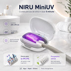 Sterilizator UV-C pentru periuța de dinți NIRU MiniUV, curățare în 5 minute, lumină UVC 270 nm și acoperire 360 de grade. alb, verde, roz, albastru