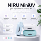 Sterilizator UV-C portabil pentru periuța de dinți NIRU MiniUV, compact pentru călătorii și disponibil în 4 culori. alb, verde, roz, albastru