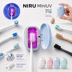 Sterilizator uv portabil pentru periuțe de dinți NIRU MiniUV, compact, cu dezinfecție automată în 5 minute in culoarea albastru.
