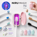 Sterilizator uv portabil pentru periuțe de dinți NIRU MiniUV, compact, cu dezinfecție automată în 5 minute in culoarea roz.