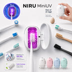 Sterilizator uv portabil pentru periuțe de dinți NIRU MiniUV, compact, cu dezinfecție automată în 5 minute in culoarea alb.