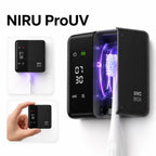 Sterilizator UV-C pentru periuțe de dinți NIRU ProUV, model negru, cu afișaj digital, montare pe perete și sterilizare UV