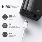 Sterilizator UV-C pentru periuțe de dinți NIRU ProUV, cu baterie 650 mAh, încărcare USB-C și autonomie de până la 30 de zile, negru