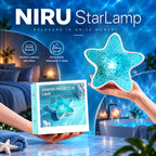 NIRU StarLamp cu lampă în formă de stea și cutie produs, ideală pentru dormitor și baie, cu lumină ambientală relaxantă