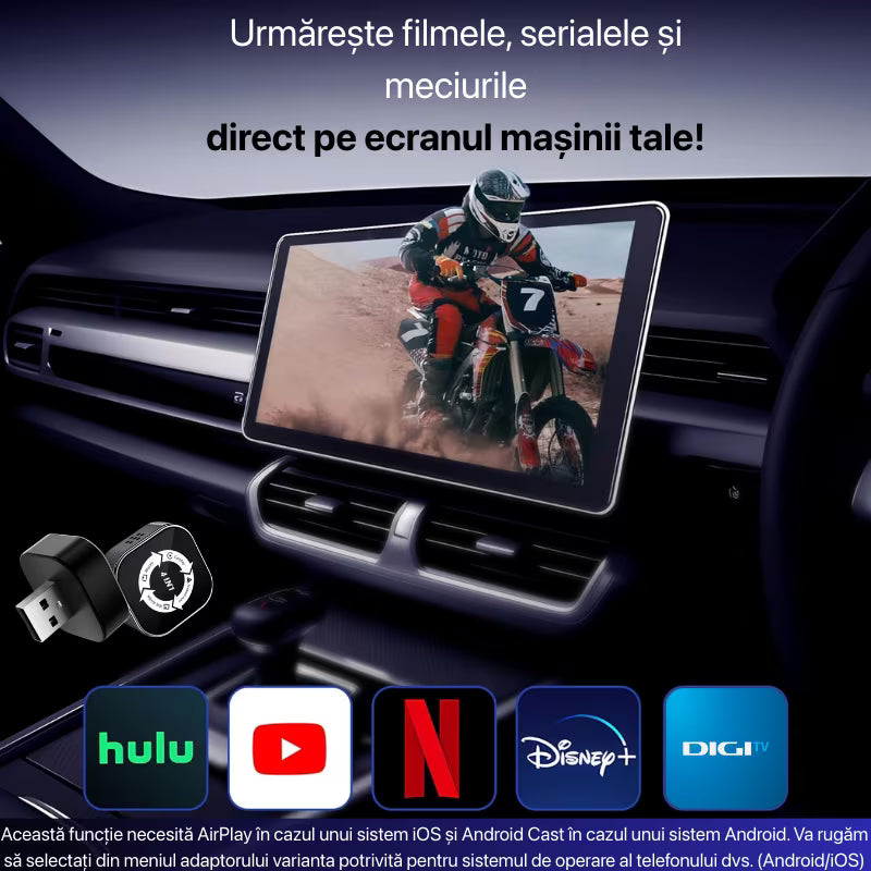 Adaptor Auto Wireless 4-in-1 Niru AirDrive Pro model B pentru Apple CarPlay si Android Auto, imagine produs pentru Shopify, cautare organica si SEO