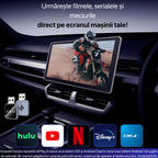 Adaptor Auto Wireless 4-in-1 Niru AirDrive Pro model AB, imagine de galerie cu prezentare produs si detaliu adaptor wireless pentru Apple CarPlay si Android Auto