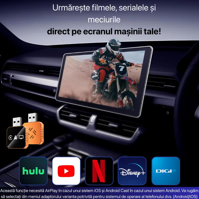 Adaptor Auto Wireless 4-in-1 Niru AirDrive Pro model BO, imagine de galerie cu adaptor auto wireless si prezentare a designului compact