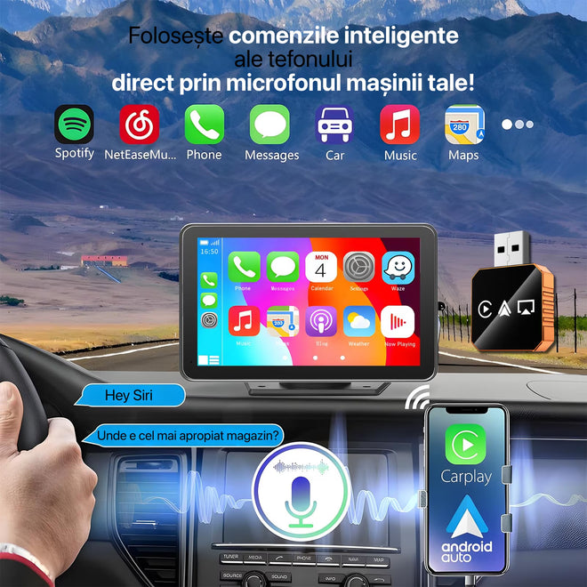 Adaptor Auto Wireless 4-in-1 Niru AirDrive Pro model BO, imagine de galerie cu adaptorul wireless auto prezentat in cadru complet