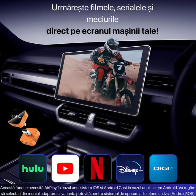 Adaptor Auto Wireless 4-in-1 Niru AirDrive Pro model BV, imagine de galerie cu adaptor auto wireless si detalii de design compact