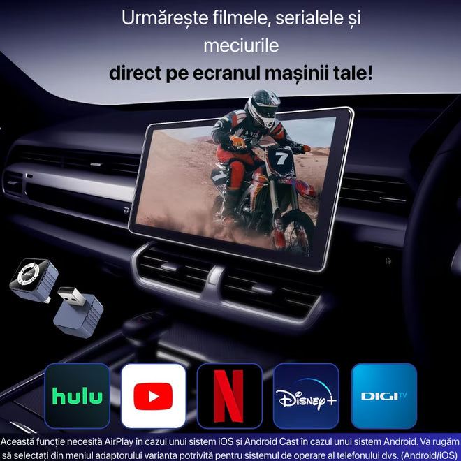 Adaptor Auto Wireless 4-in-1 Niru AirDrive Pro model BVS, imagine de galerie cu adaptor auto wireless si prezentare a designului compact