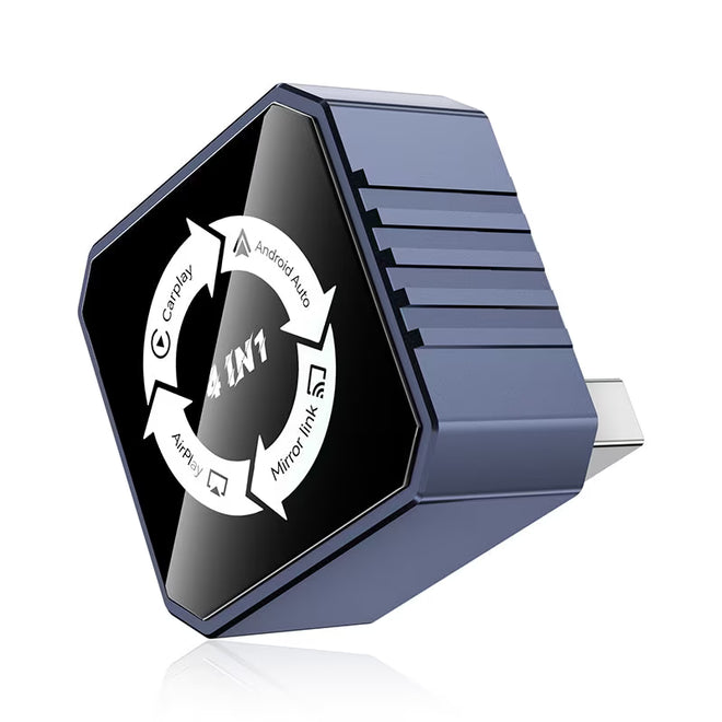 Adaptor Auto Wireless 4-in-1 Niru AirDrive Pro model BVS, imagine de galerie cu adaptor auto wireless Niru in prezentare comerciala