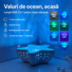 Lampă proiector NIRU StarLamp - valuri oceanice RGB LED, model stea de mare