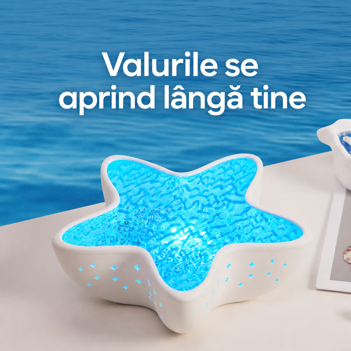 Lampă ambientală NIRU StarLamp cu efect de valuri oceanice și lumină albastră relaxantă