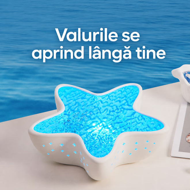 Lampă proiector NIRU StarLamp - valuri oceanice RGB LED, model stea de mare