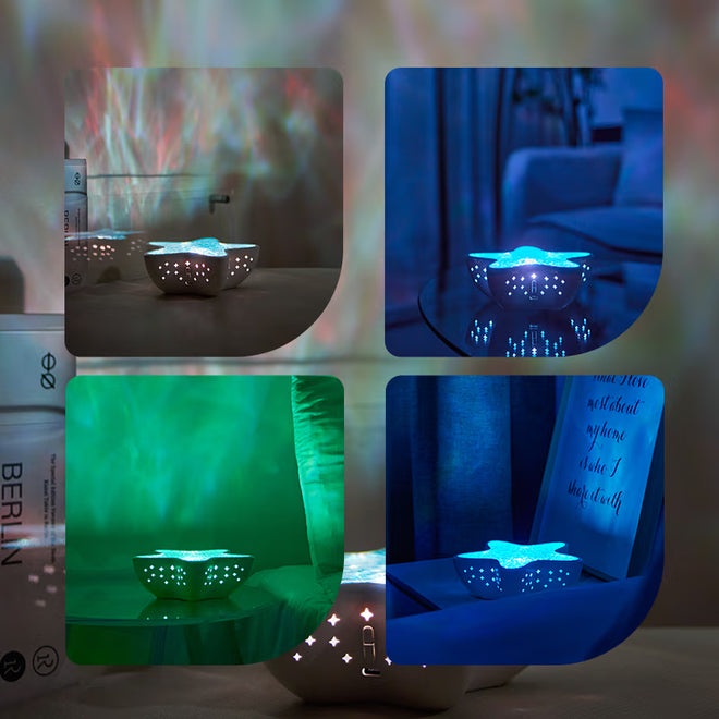 Lampă proiector NIRU StarLamp - valuri oceanice RGB LED, model stea de mare