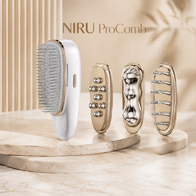 Dispozitiv masaj scalp EMS NIRU ProComb™ - perie electrica reincarcabila USB cu LED