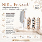 Dispozitiv masaj scalp EMS NIRU ProComb™ - perie electrica reincarcabila USB cu LED