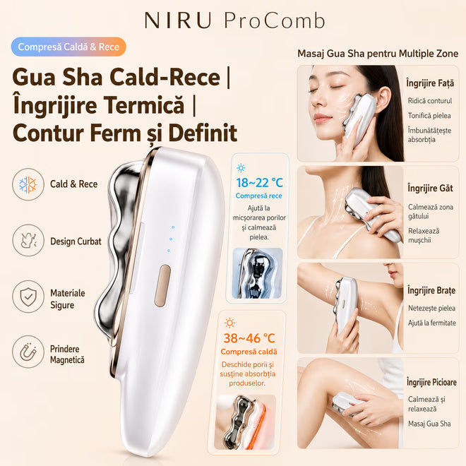 Dispozitiv masaj scalp EMS NIRU ProComb™ - perie electrica reincarcabila USB cu LED