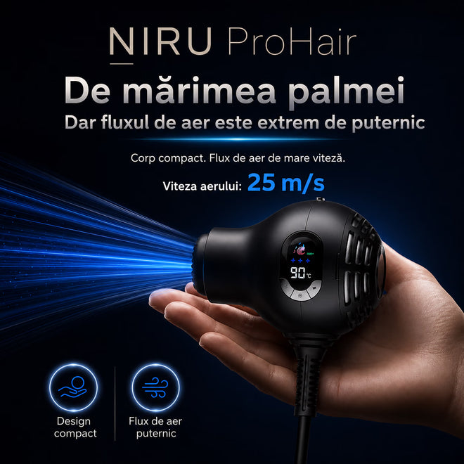 Uscător de păr ionic compact NIRU ProHair - 1600W