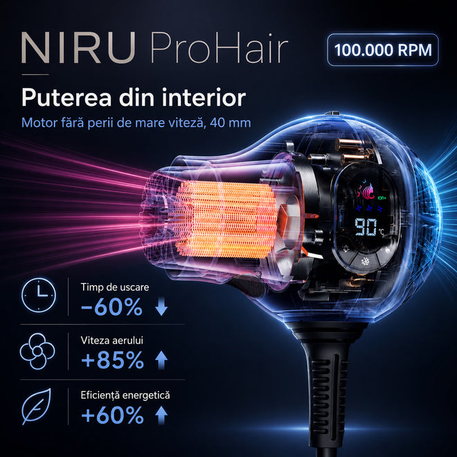 Uscător de păr ionic compact NIRU ProHair - 1600W