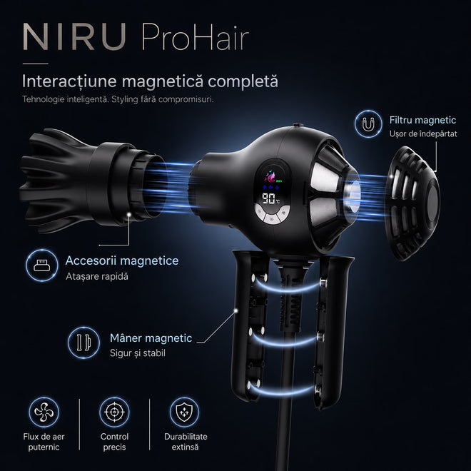 Uscător de păr ionic compact NIRU ProHair - 1600W
