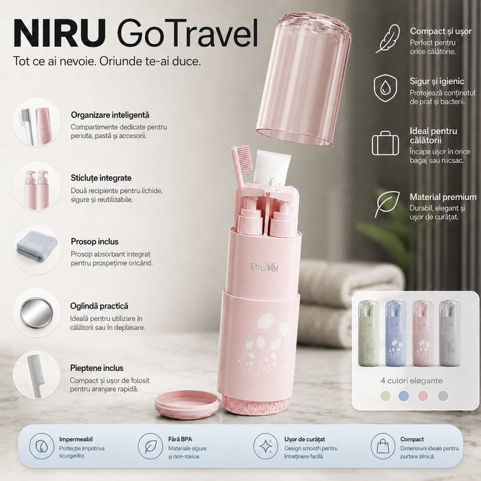 Set igienă călătorie compact NIRU GoTravel™ - kit voiaj