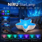 Lampă ambientală NIRU StarLamp cu 7 culori, proiecție aurora și control tactil pentru dormitor