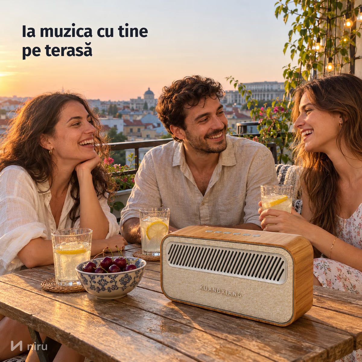 Boxă Bluetooth retro NIRU ProRetro: ia muzica cu tine pe terasă