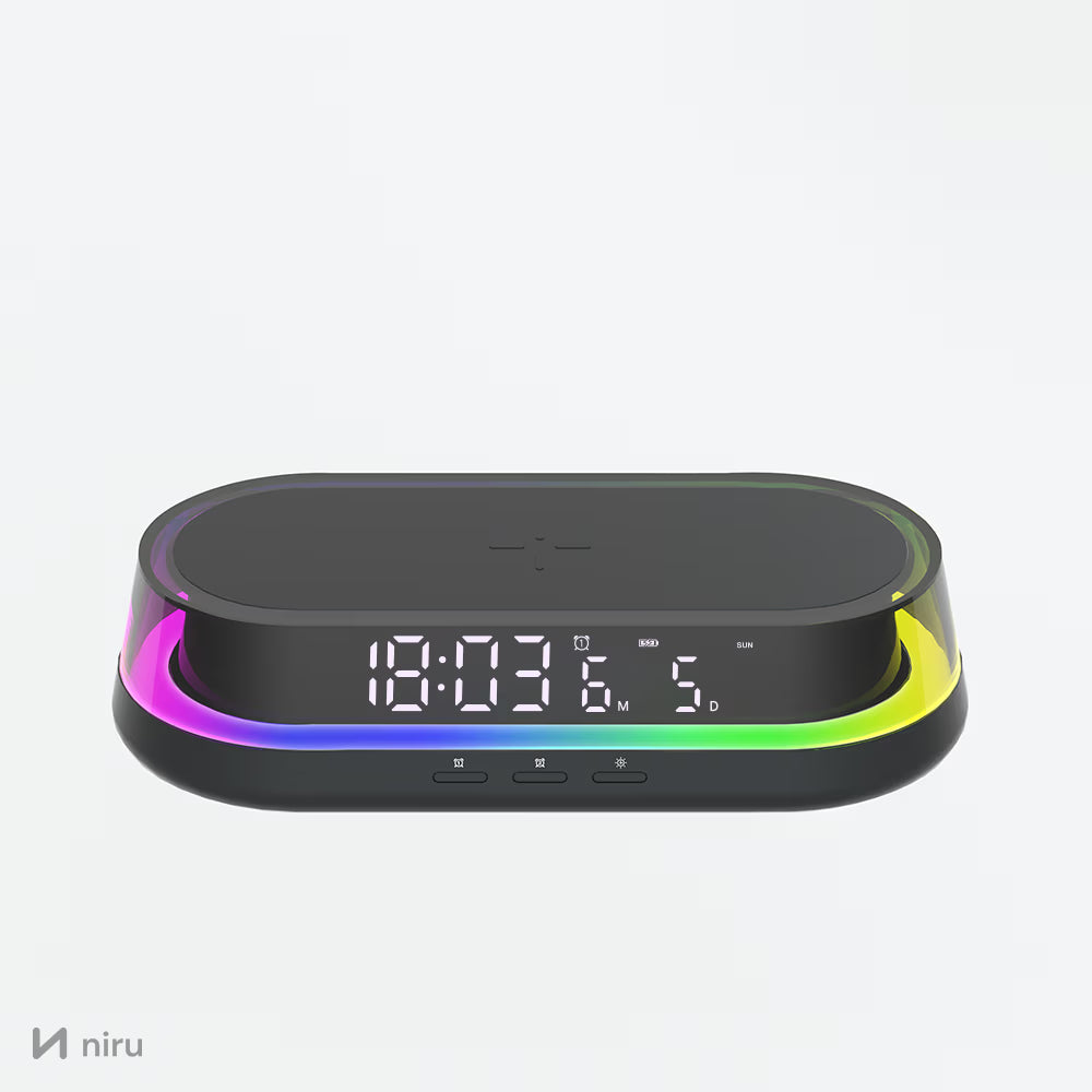 Ceas cu încărcător wireless NIRU LumoNeon, fotografie de produs 5