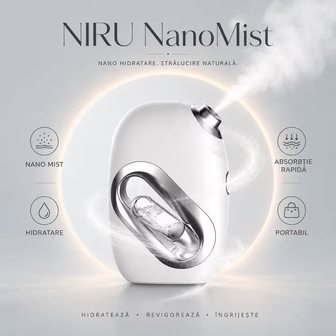 Pulverizator facial pentru serum NIRU NanoMist - spray facial portabil cu acumulator
