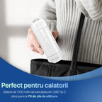 Irigator bucal portabil fără fir pentru călătorii cu baterie 1100mah, încărcare usb c, 70 zile autonomie