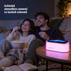 Lampă de veghe cu încărcător wireless NIRU LumoGlow: schimbă atmosfera camerei cu lumină colorată