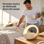Lampă de veghe NIRU LumoHalo: pornește muzica de dimineață direct din lampă