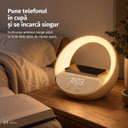 Lampă de veghe NIRU LumoHalo: pune telefonul în cupă și se încarcă singur