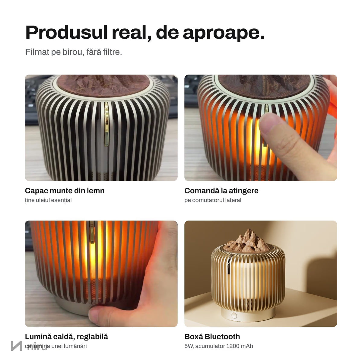 Picătură de ulei esențial pusă pe piatra din lemn a difuzorului NIRU LumoAroma