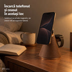 Stand de încărcare magnetic NIRU LumoDock: încarcă telefonul și ceasul în același loc